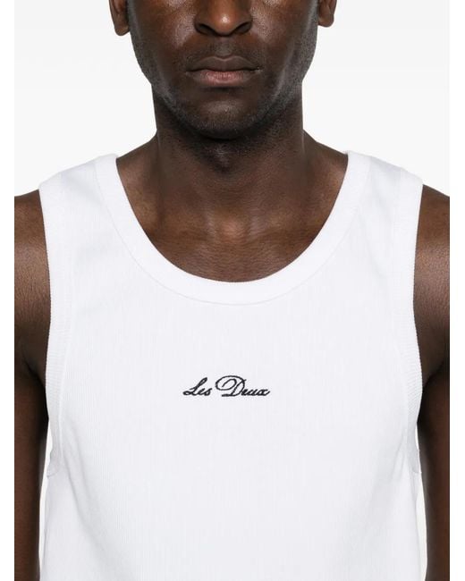 Les Deux White Logo-Embroidery Tank Top for men