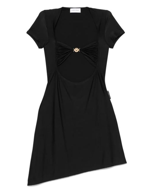 MARINE SERRE Black Drapiertes Minikleid Mit Offener Brust