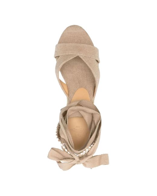 Castaner Natural Bailey Cross-Strap Beaded Espadrilles