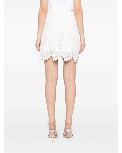 Ermanno Scervino White Floral Lace Mini Skirt