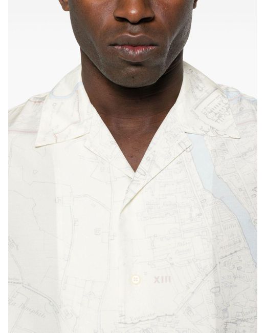 OAMC White Map-print Short-sleeves Shirt for men