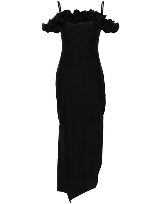 Coperni Black Ruffled Trim Midi Dress