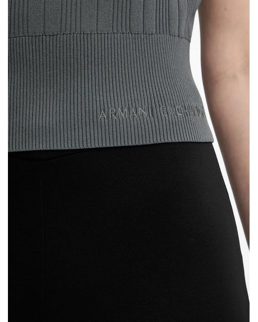 ARMANI EXCHANGE Black Ribbed Top