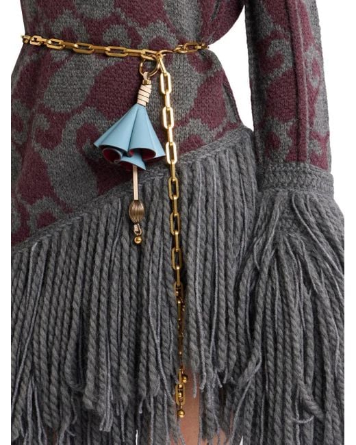 Etro Blue Flower Leather Keyring