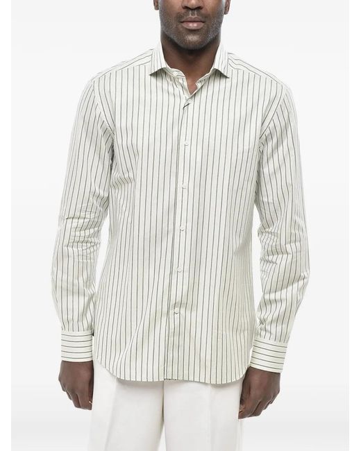 Corneliani White Striped Cotton Shirt for men