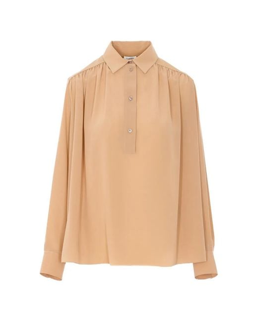 Saint Laurent Natural Button Long-Sleeve Shirt