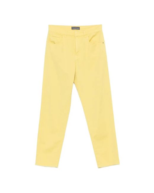 Lorena Antoniazzi Yellow Logo-Patch Straight-Leg Trousers