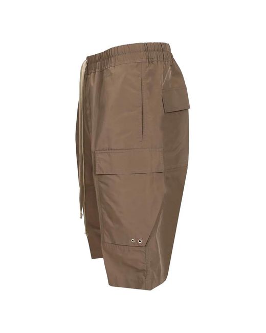 Rick Owens Brown Drawstring Detail Cargo Shorts for men