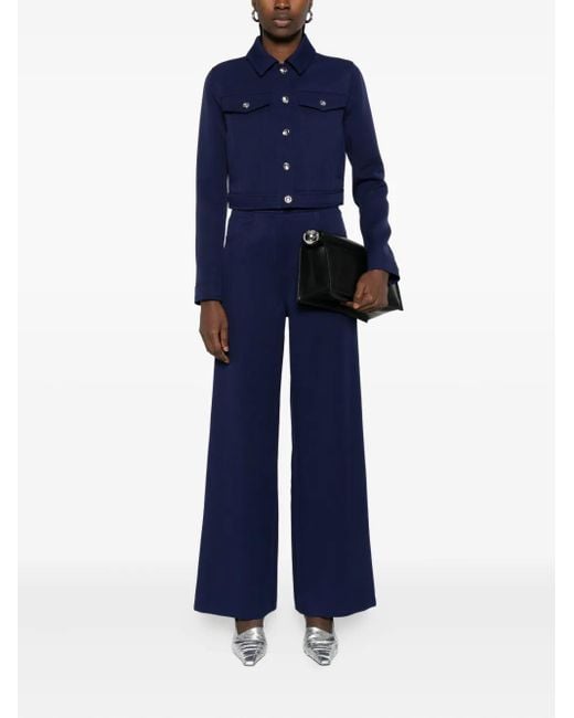 Patrizia Pepe Blue Denim-Effect Button Jacket