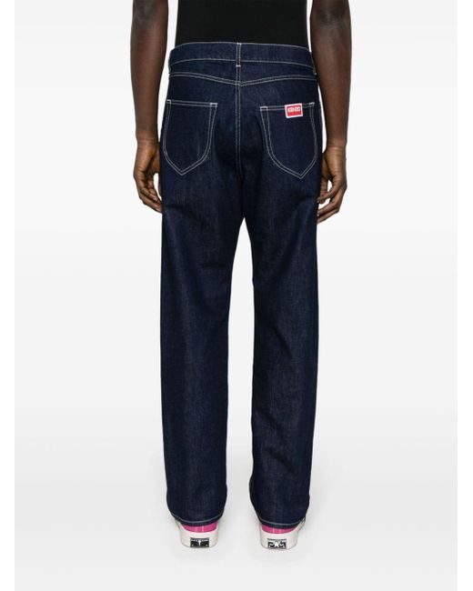KENZO Blue Asagao Mid-rise Straight-leg Jeans for men