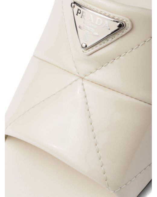 Prada White 35mm Quilted Leather Mules