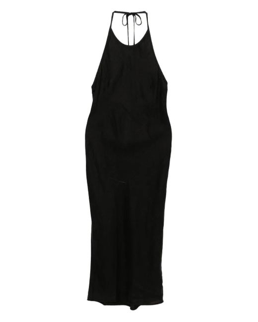 Vestido de lino con cuello halter James Perse de color Black