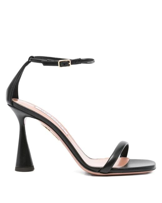Aquazzura Black 95Mm Hot Sandal Flared-Heel Ankle-Strap Sandals