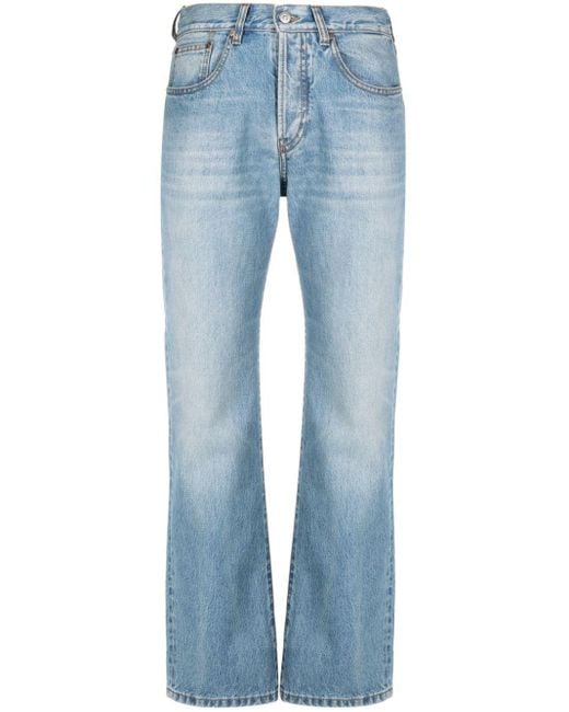 Victoria Beckham Blue Gerade Jeans mit Logo-Patch