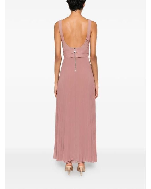 Patrizia Pepe Pink Pleated Criss-Cross Maxi Dress