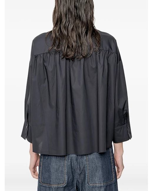 Susanne Bommer Black Relaxed Fit Gathered Blouse