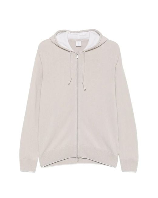 Eleventy White Zip-Up Hoodie for men