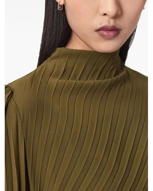 AllSaints Green Pleated Asymmetric Dress