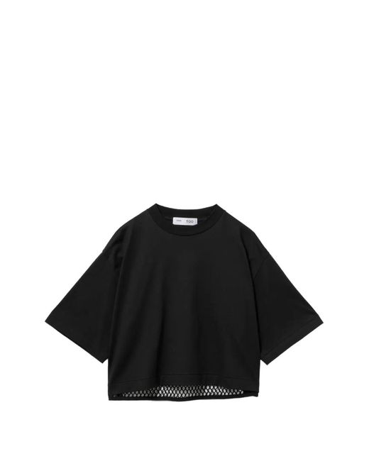 Toga Black Panelled Cropped T-Shirt