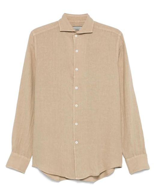 メンズ Canali リネンシャツ Natural