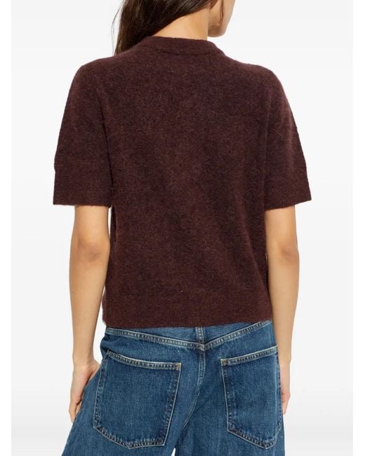 Samsøe & Samsøe Brown Button-Fastening Short-Sleeved Cardigan
