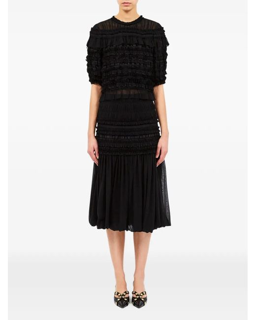 Ulla Johnson Black Mabel Ruffled Silk Top