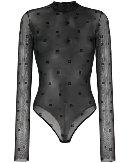 Body en résille à logo imprimé Givenchy en coloris Black