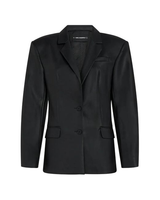 Karl Lagerfeld Black Blazer En Cuir Artificiel