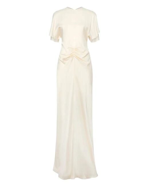 Victoria Beckham White Gathered Maxi Dress