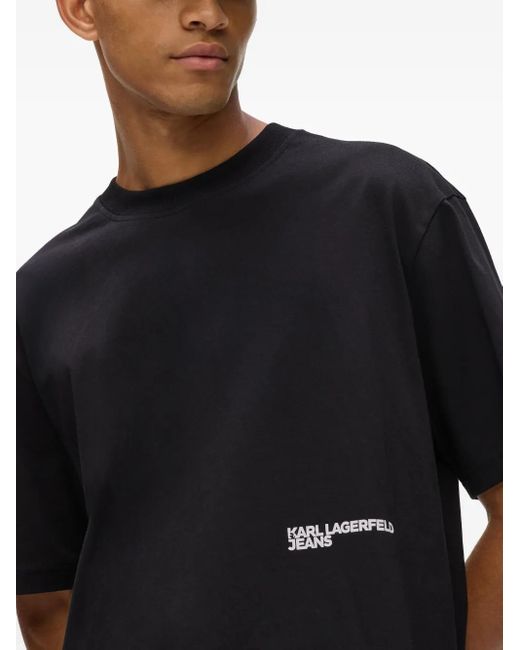 Karl Lagerfeld Black Logo-Print T-Shirt for men
