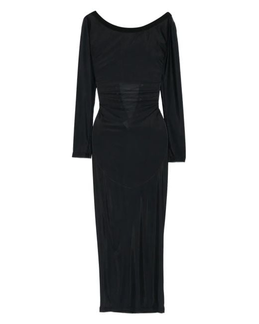 Vestiaire d'un Oiseau Libre Black Lace-Up Sheer Midi Dress