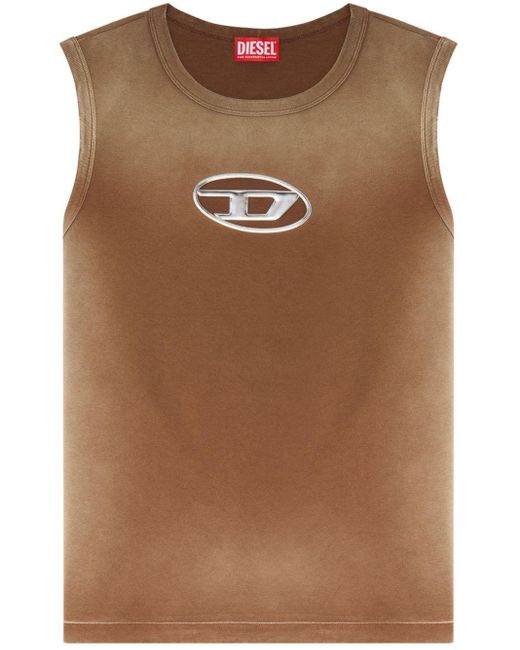 DIESEL Brown Logo-appliqué Cotton Tank Top for men