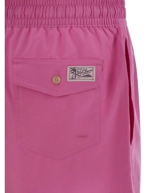 Polo Ralph Lauren Pink Traveler Classic Pocket-Patch Trunks for men