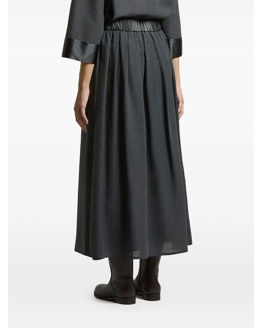 Peserico Black Pleated Midi Skirt