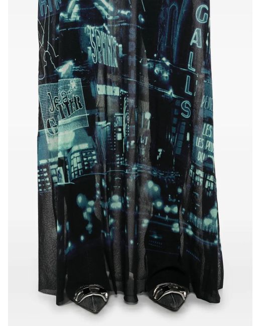 Jean Paul Gaultier Maxi-Jurk Met Mesh in het Black