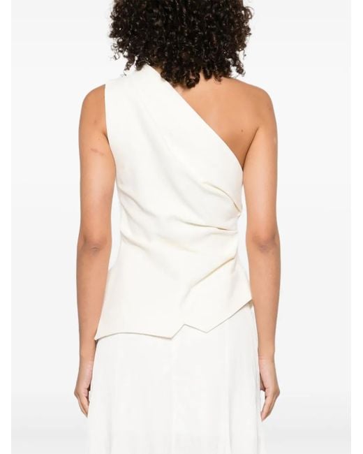 Top drapeado con hombro descubierto Rohe de color White