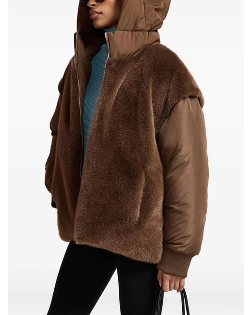 Essentiel Antwerp Brown Kbeauty Faux-Fur Panelled Puffer Jacket