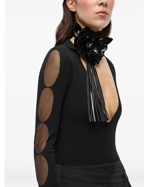Pinko Black Bodysuit With Sheer Details