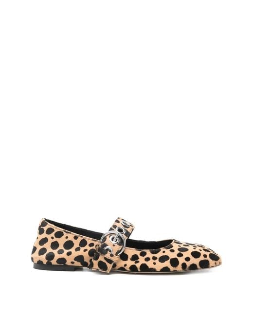 Aeyde Uma Mary-Janes Ballerina's Met Luipaardprint in het White