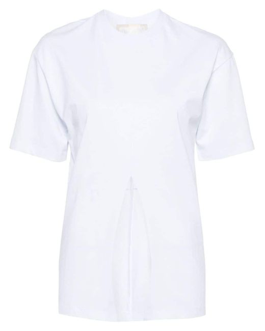 Litkovskaya White Front-slit Cotton T-shirt