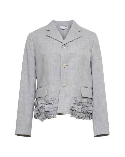 Comme des Garçons Gray Bow-Embellished Ruffled Jacket