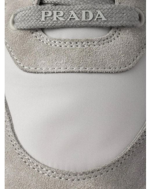 Prada Gray Prax 2.0 Re-Nylon And Suede Sneakers for men