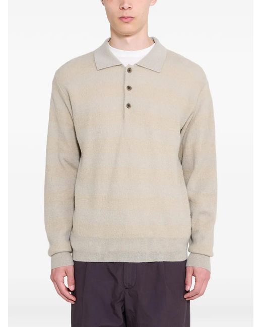 Ssstein Natural Striped Long-Sleeve Polo for men