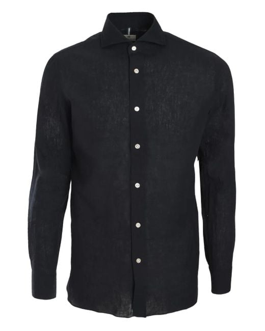 Luigi Borrelli Napoli Blue Cutaway-Collar Shirt for men