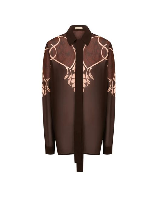 Elie Saab Brown Printed Chiffon Shirt
