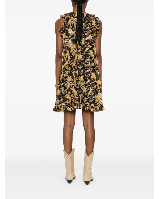 Ulla Johnson Natural Signe Cascading Floral-Print Ruffled Mini Dress
