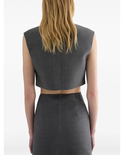 Jil Sander Black Wool Twill Cropped Top