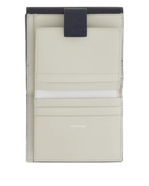 Ferragamo Blue Gancini Compact Calfskin Wallet