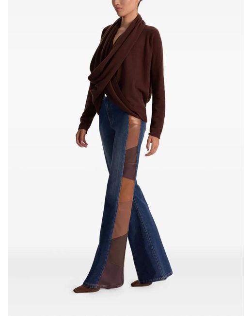 Alice + Olivia Brown Jules Cashmere Draped Pullover