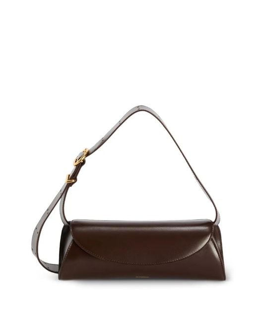Jil Sander Brown Cannolo Small Leather Shoulder Bag